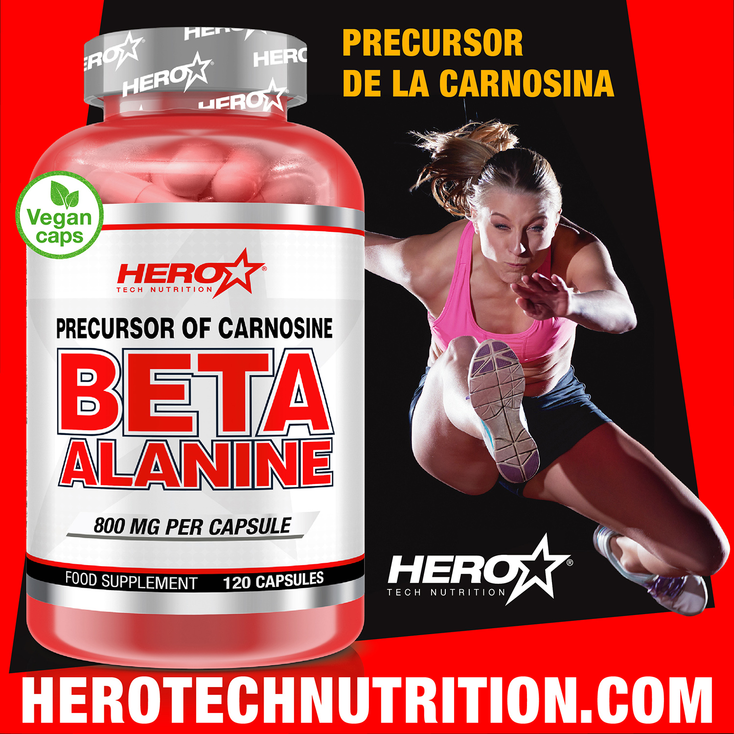 BETA-ALANINE BETA ALANINA HERO TECH NUTRITION CARNOSINA CAPSULAS HERO TECH NUTRITION herotechnutrition